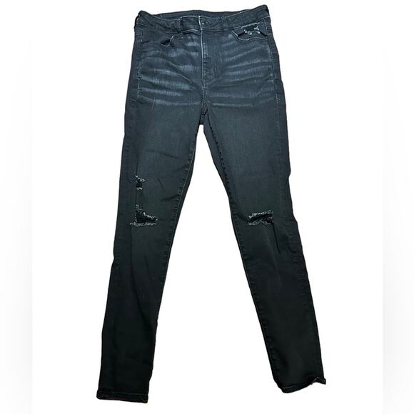 American Eagle Hi Rise Jegging Womens Size 10 (30 x 27.5) Distressed Black Jeans - Picture 1 of 9